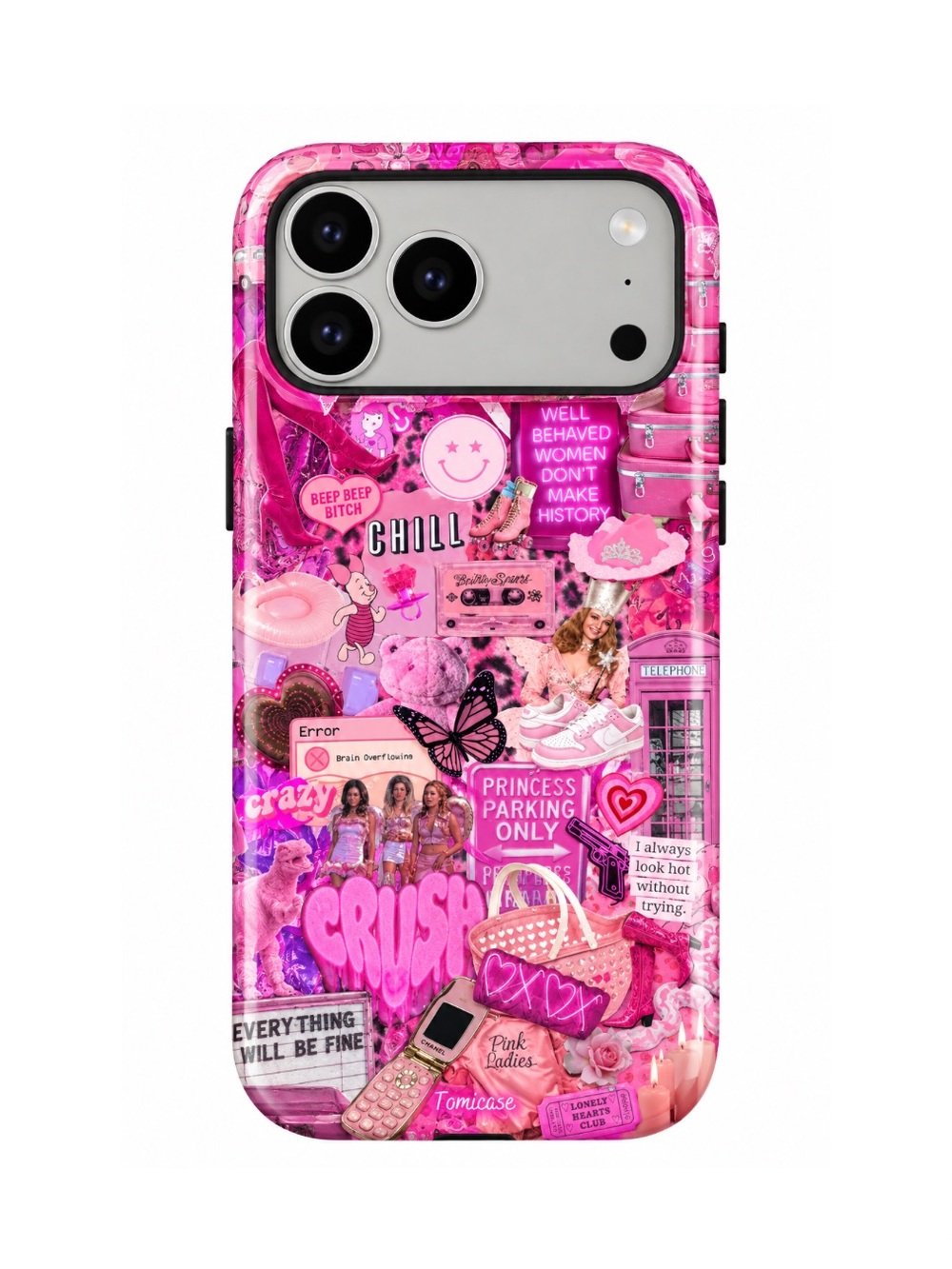 Pink Collage Protective Phone Case - Fashionable Pink Design